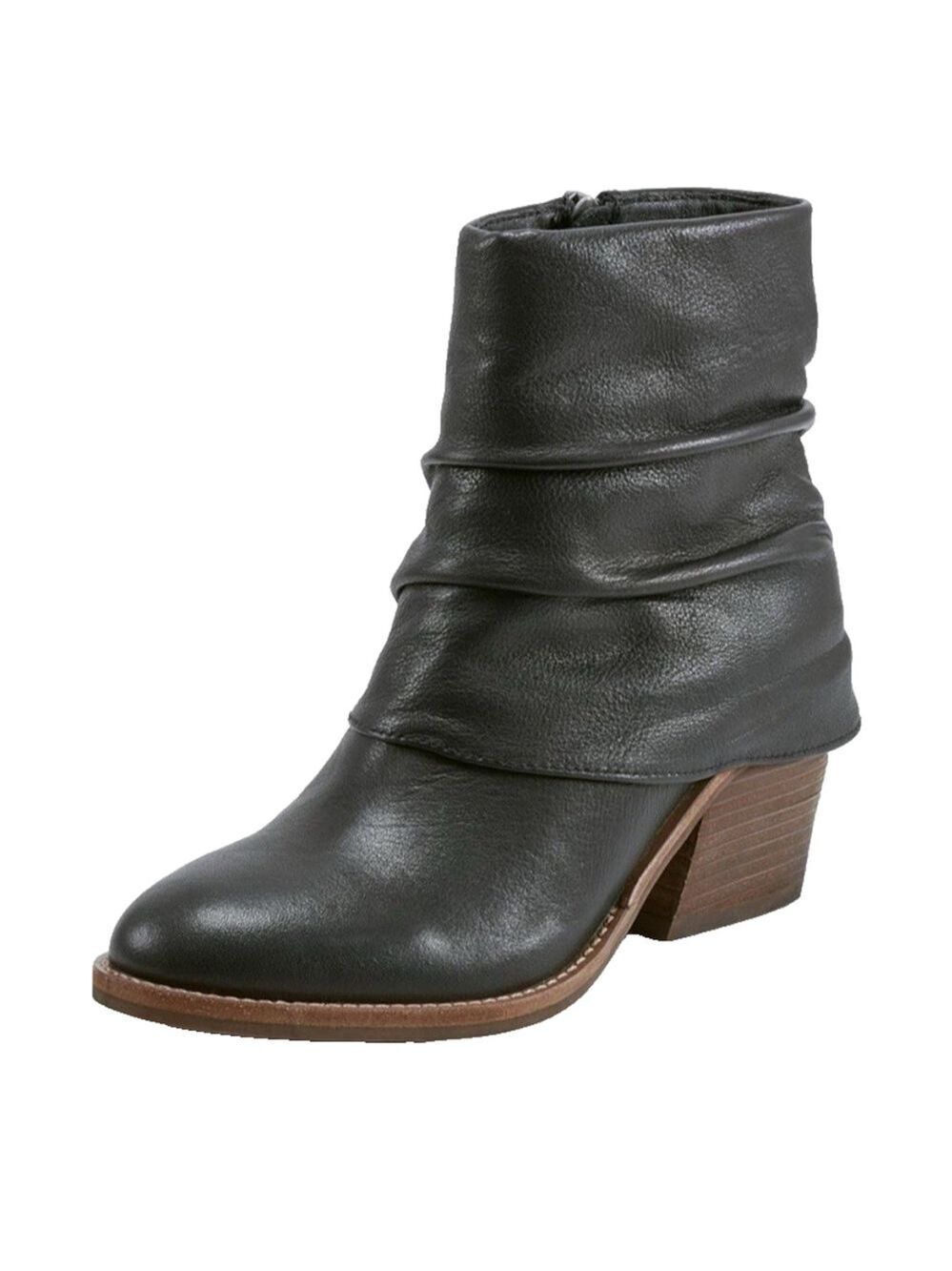 Earth Savvy Block Heel Ruched Casual Booties size 8 M new leather